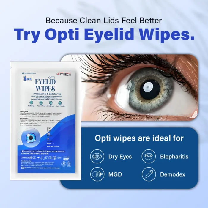Opti Eyelid Wipes Lifestyle by optitecheyecare